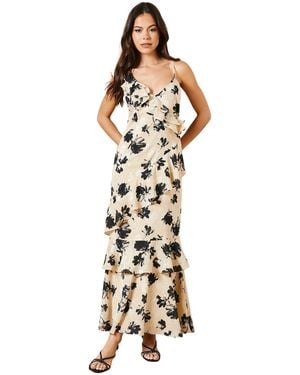 Oasis Asymmetric Tiered Midi Dress - Metallic