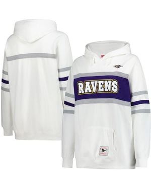 Mitchell & Ness Baltimore Ravens Plus Size Head Coach Throwback Pullover Hoodie - White