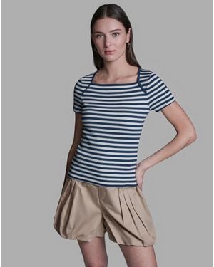 BCBGMAXAZRIA Short-sleeve Stripe T-shirt - Blue