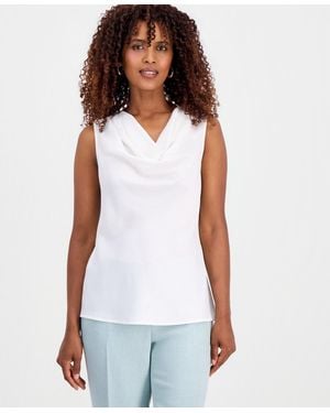 Kasper Sleeveless Cowlneck Top - White