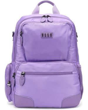 Elle Voyage 17.5" Twill And Faux Leather Backpack - Purple