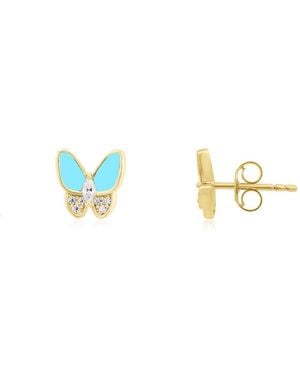 The Lovery Cz Butterfly Stud Earrings 14k Gold-plated Sterling Silver - Metallic