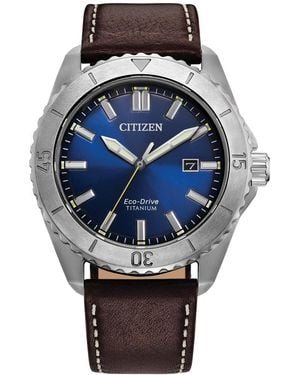 Citizen Eco-drive Brycen Brown Leather Strap Watch 41mm - Gray