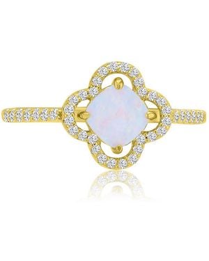 Macy's 14k -plated Opal Clover Fashion Ring - Metallic
