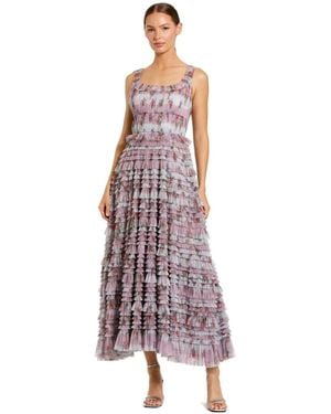Mac Duggal Sleeveless Floral Midi Dress - Purple