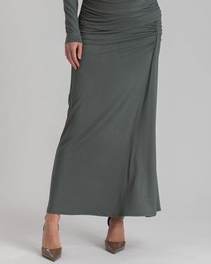 PIETRO BRUNELLI MATERNITY Maternity Ruched Bamboo Jersey Stretch Nike Skirt - Gray