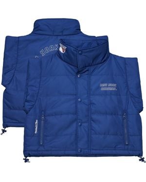 Mitchell & Ness New York Rangers Cropped Full-zip Puffer Vest - Blue