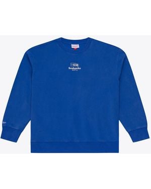 Mitchell & Ness Seattle Seahawks Core Essentials Micro Logo Fleece Sweatshirt - Blue