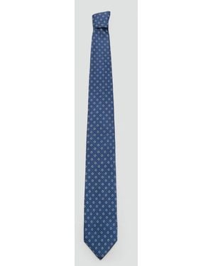 Mango Geo8 Printed Silk-blend Tie - Blue