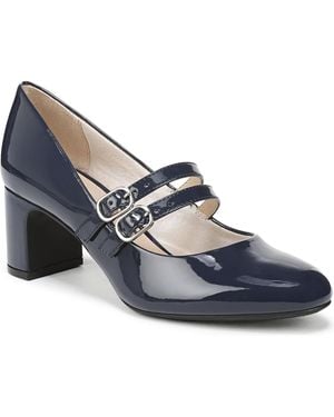 LifeStride True Almond Toe Block Heel Mary Jane Pumps - Blue