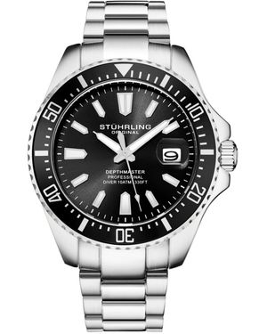 Stuhrling Depthmaster 3950a Quartz 42mm Diver Watch - Metallic