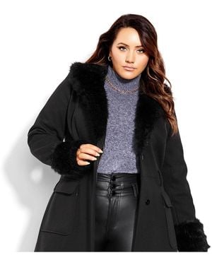 City Chic Make Me Blush Coat - Black