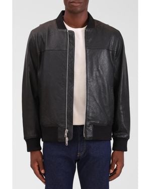 Bagatelle Homme Genuine Leather Bomber Jacket - Black