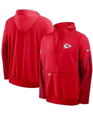 Nike Kansas City Chiefs Sideline Anorak Half-zip Hoodie Jacket - Red