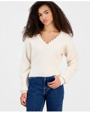 Blank NYC Faux-pearl Sweater - White