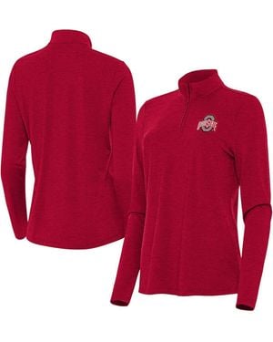 Antigua Heather Scarlet Ohio State Buckeyes Bright Quarter-zip Top - Red