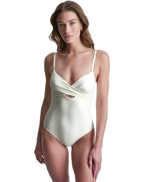 DKNY Keyhole Twist Tummy Control One-piece Swimsuit - White