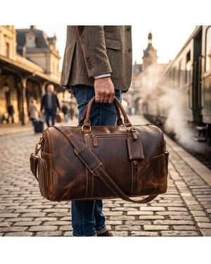 Aaron Leather Goods 20 Inch Heritage Voyager Duffel Bag - Multicolor
