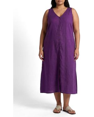 UNIVERSAL STANDARD Plus Size Islet Button-down Linen Maxi Dress - Purple
