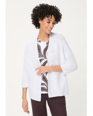 Olsen Rib Knit Open Front Cardigan - White