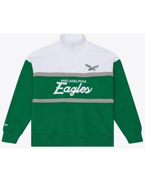 Mitchell & Ness Philadelphia Eagles Head Coach Quarter-zip Pullover - Green