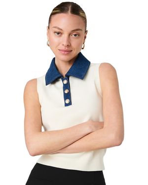 French Connection Maxine Knit Denim Collar Sleeveless Sweater - Black