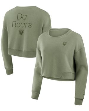 Fanatics Chicago Bears Studio Tri-blend Cropped Pullover Sweatshirt - Green