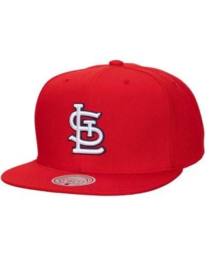 Mitchell & Ness And St. Louis Cardinals Side Logo Snapback Hat - Red