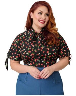 Unique Vintage Plus Size Chita Blouse - Blue