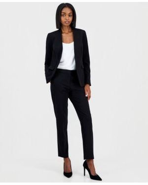 BarIII Bi Stretch Collarless Open Front Blazer Scoop Neck Camisole Bi Stretch Straight Leg Dress Pants Macys Exclusive - Blue