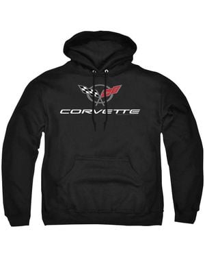 Corvette Modern Emblem Graphic Long-sleeve Pull-over Hoodie - Black