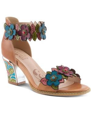 L'ARTISTE S Doublelove Floral Block Heel - Metallic