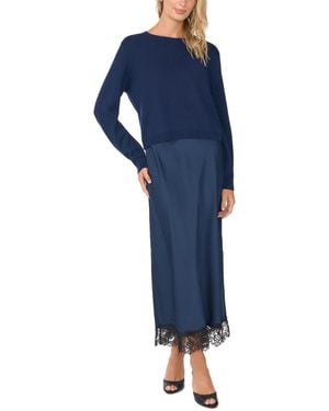 Vince Camuto Crewneck Long-sleeve Midi Dress - Blue