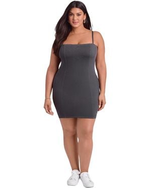S3 Apparel Denim Straight Neck Sculpting Mini Dress - Blue