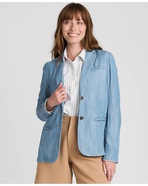 Lands' End Indigo Fiber Relaxed Blazer - Blue