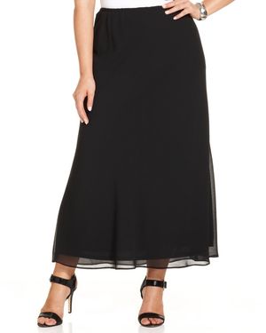 Msk Plus Size Chiffon Maxi Skirt - Black