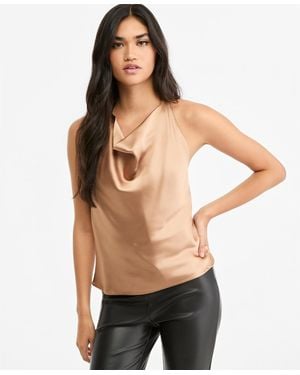 BarIII Satin Halter Open-back Top - Black