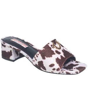 TRUE RELIGION Single Strap Logo Block Heel - Brown
