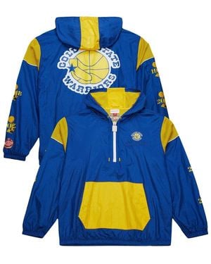 Mitchell & Ness And Golden State Warriors Hardwood Classics Team Og 3.0 Anorak Half-zip Windbreaker Jacket - Blue