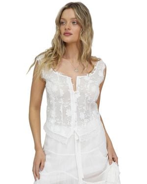Belle & Bloom Future Lover Lace Button Up Blouse - White