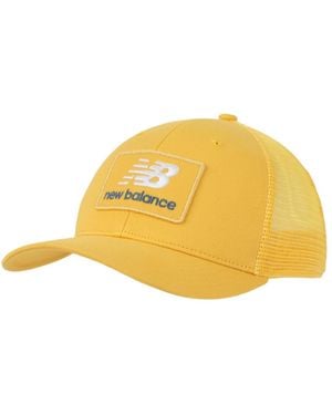 New Balance Stacked Patch Logo Clementine Trucker Hat - Yellow