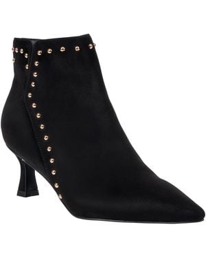 Gc Shoes Ivette Faux Suede Kitten-heel Pointed-toe Studded Bootie - Black