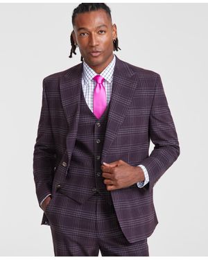 Tayion Collection Classic-fit Plaid Suit Jacket - Blue