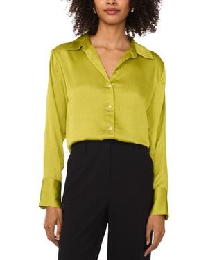 Vince Camuto Split-neck Button Long-sleeve Blouse - Yellow