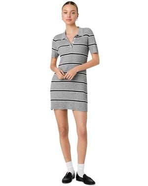 French Connection Mason Knit Varsity Stripe Collared Mini Dress - Blue