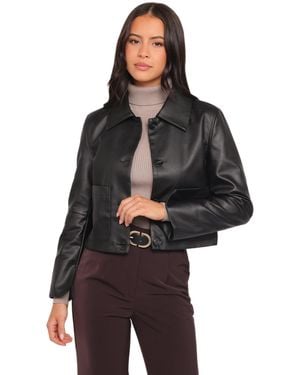 Petal & Pup Hope Crop Faux Leather Jacket - Black