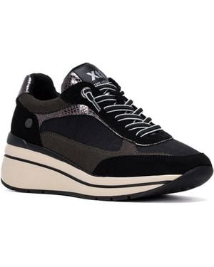 Xti Casual Suede Wedge Sneakers - Black
