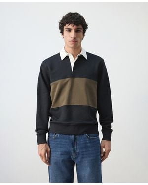 Mango Cotton Polo Sweatshirt - Blue