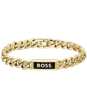 BOSS Kassy Emblem Ionic Gold-plated Chain Bracelet - Metallic