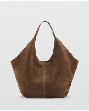 Mango Suede Shoulder Bag - Brown